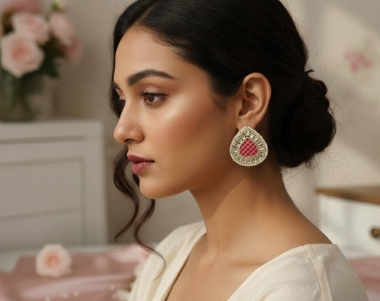 Pink Eshaya Kundan Studs