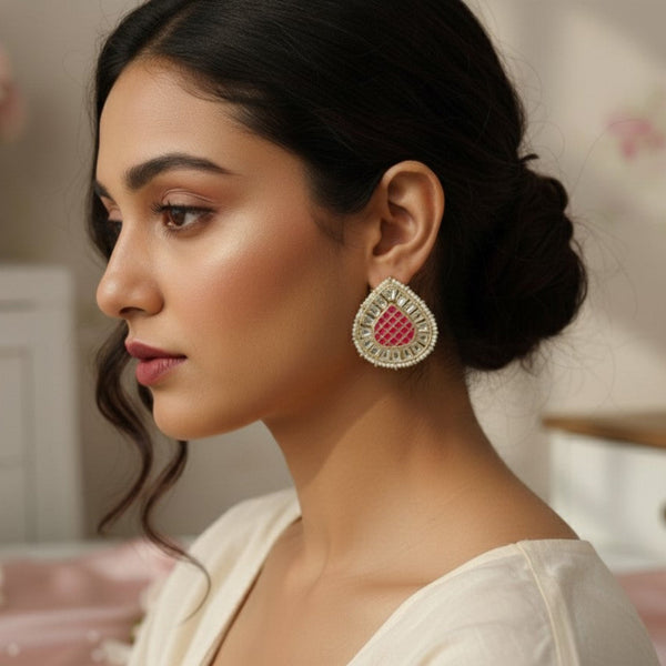 Pink Eshaya Kundan Studs