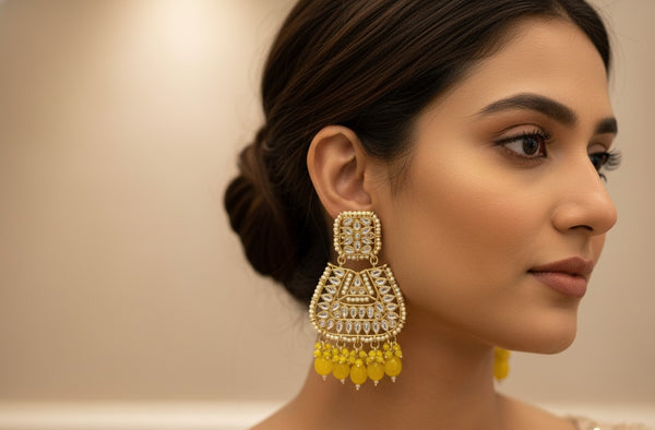 Yellow Kundan Jasmine Chandbalis