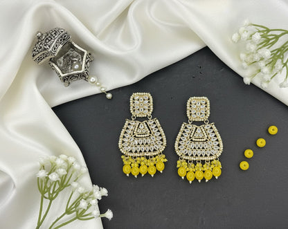 Yellow Kundan Jasmine Chandbalis