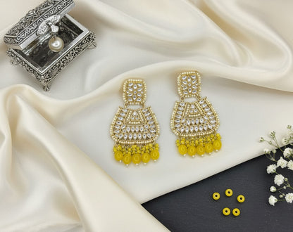 Yellow Kundan Jasmine Chandbalis