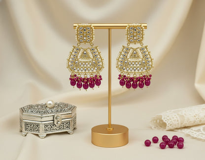 Pink Kundan Jasmine Chandbalis