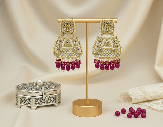 Pink Kundan Jasmine Chandbalis