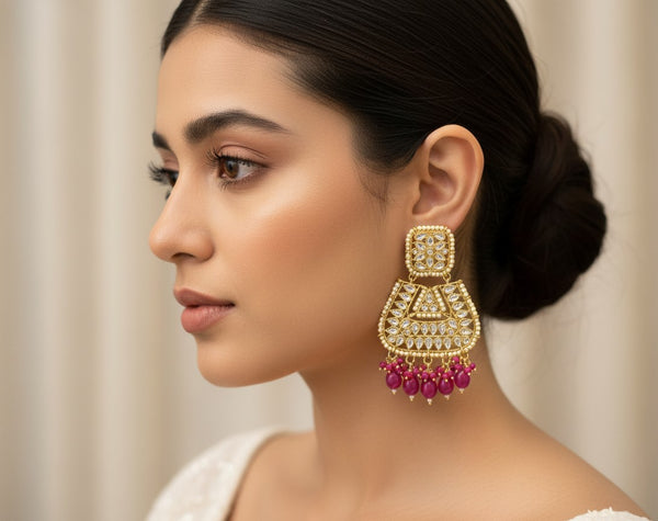 Pink Kundan Jasmine Chandbalis