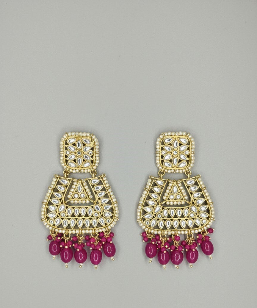 Pink Kundan Jasmine Chandbalis