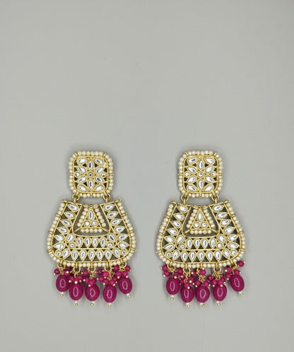 Pink Kundan Jasmine Chandbalis