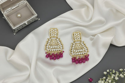 Pink Kundan Jasmine Chandbalis