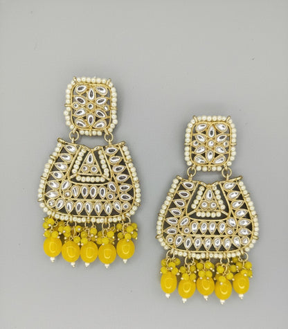 Yellow Kundan Jasmine Chandbalis