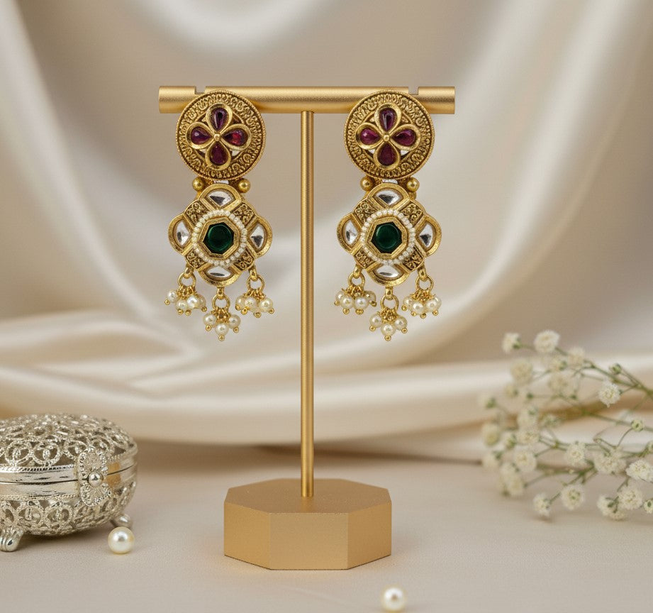 Golden Maroon Vanya Earrings