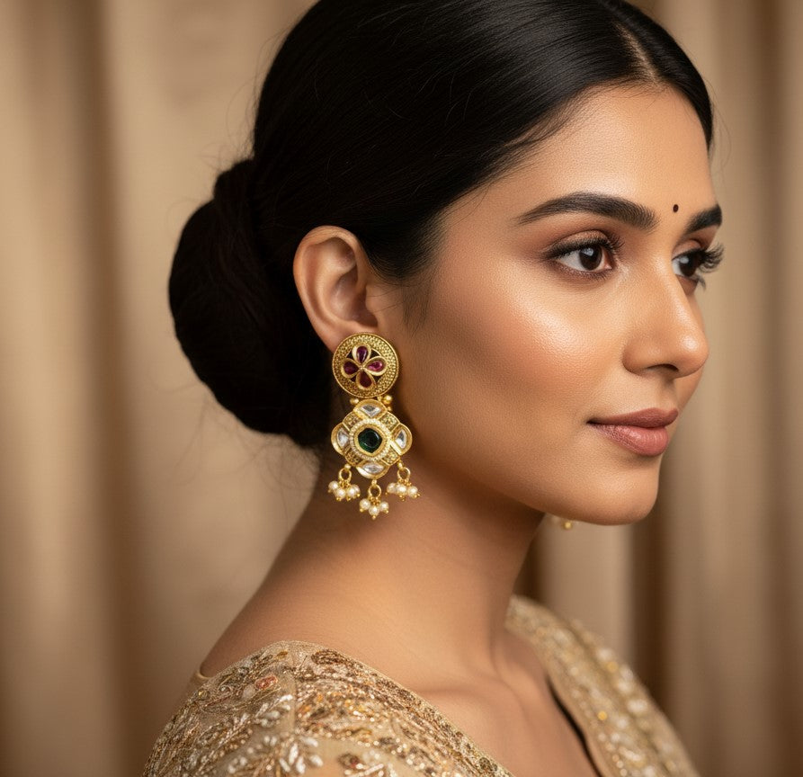 Golden Maroon Vanya Earrings
