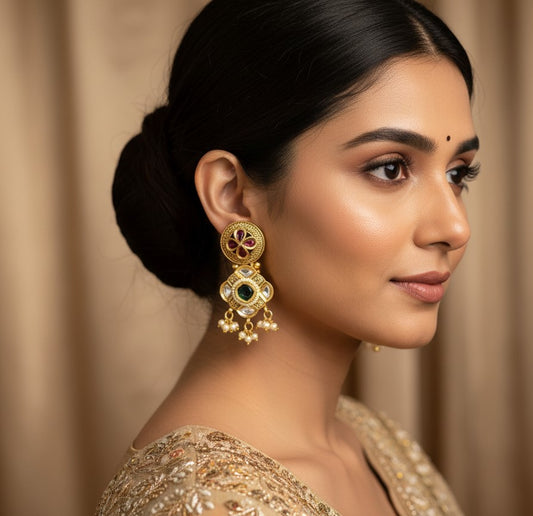 Golden Maroon Vanya Earrings