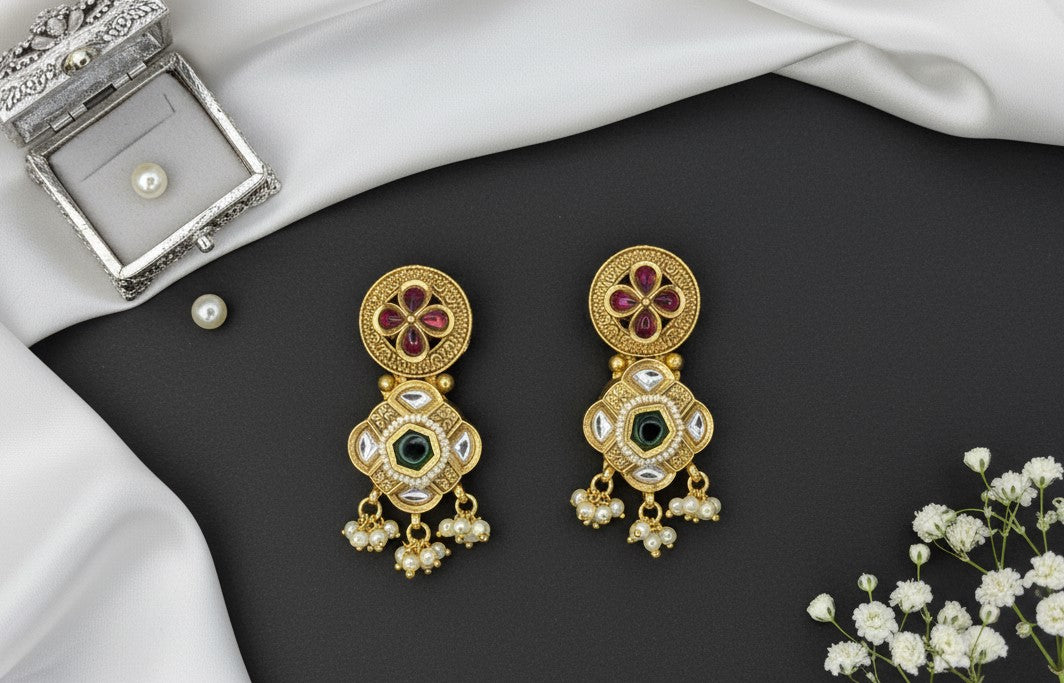 Golden Maroon Vanya Earrings