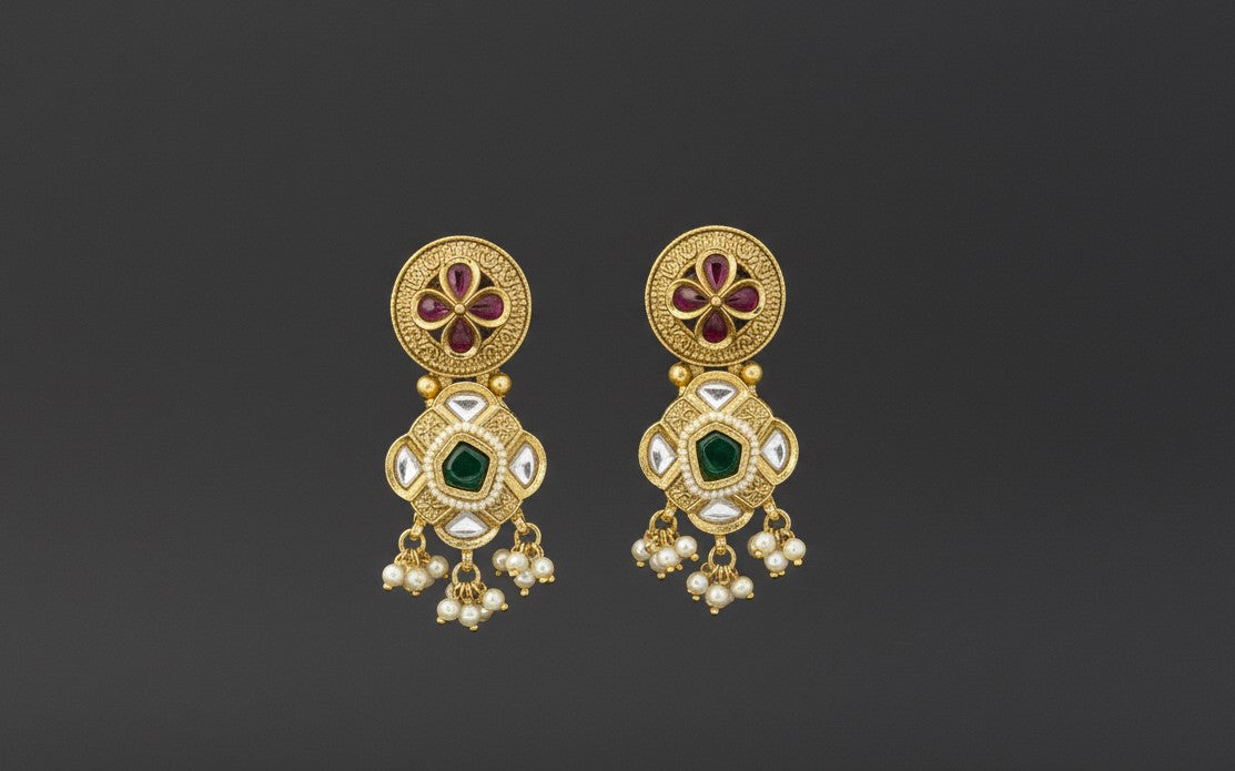 Golden Maroon Vanya Earrings