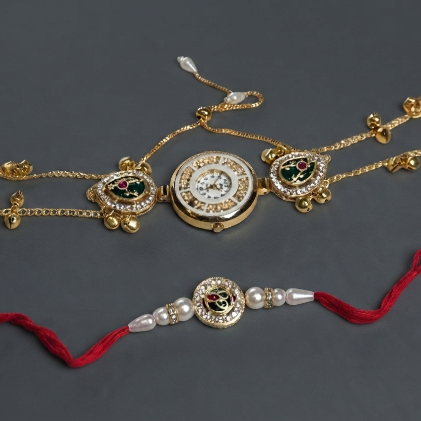 Emerald Meher Bhai Bhabhi Watch Rakhi Combo