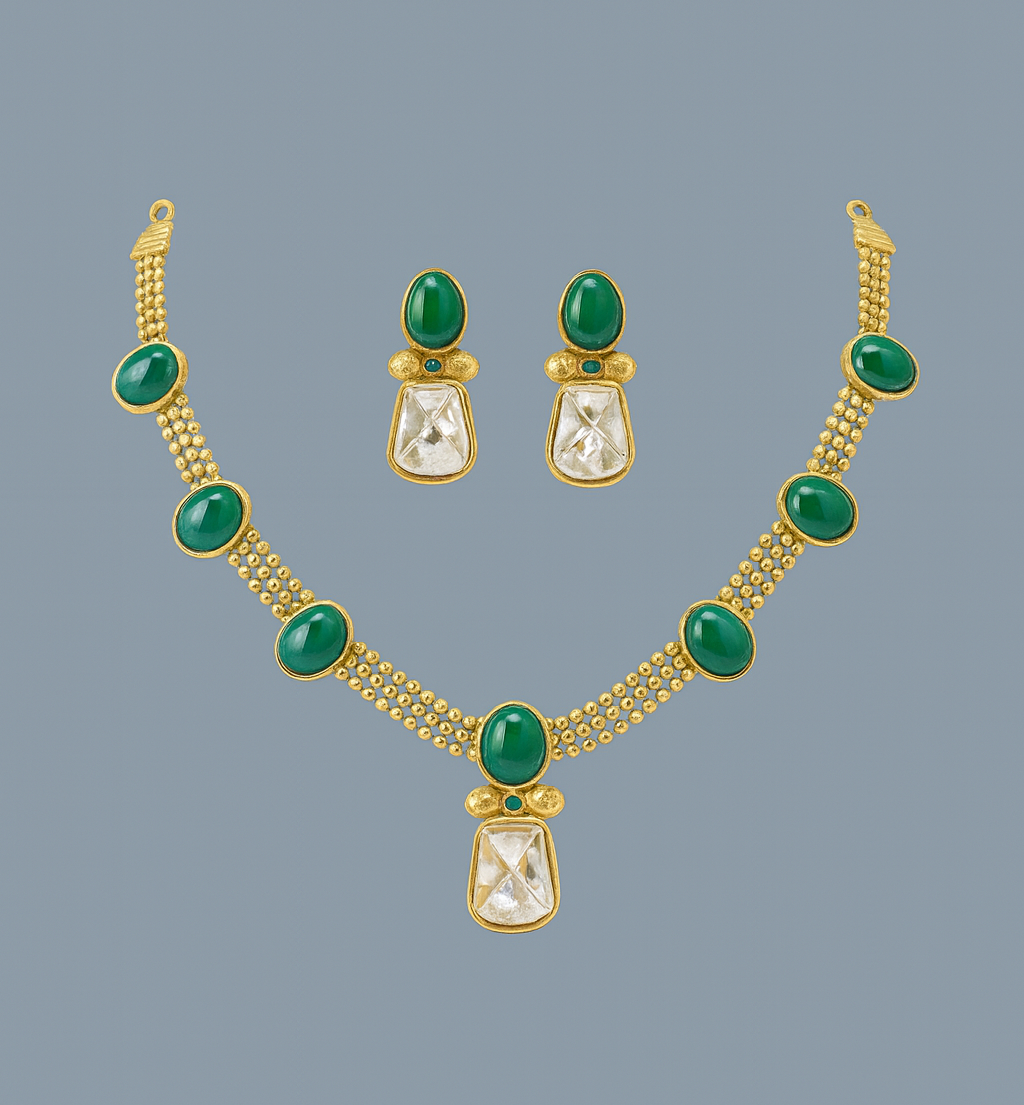 Emerald Dhrishti Kundan Necklace Set