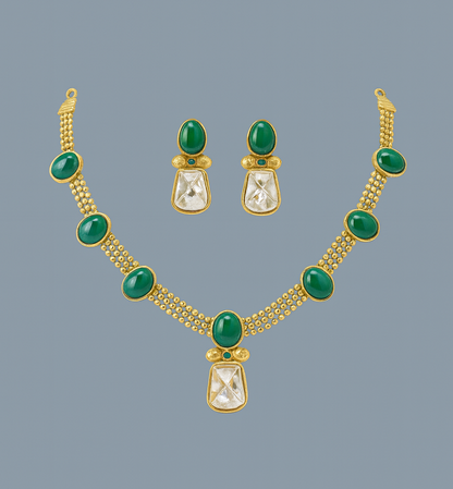 Emerald Dhrishti Kundan Necklace Set