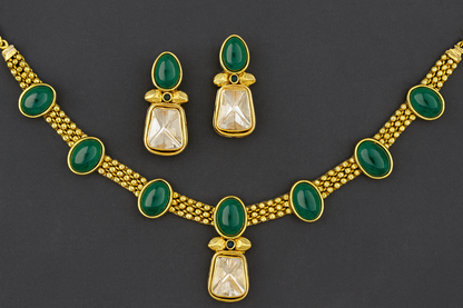 Emerald Dhrishti Kundan Necklace Set