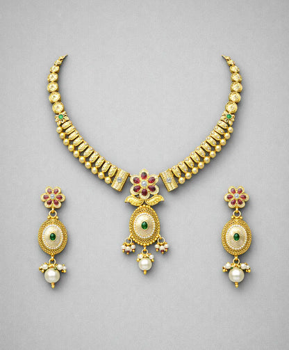 Golden Yuvika Antique Necklace Set