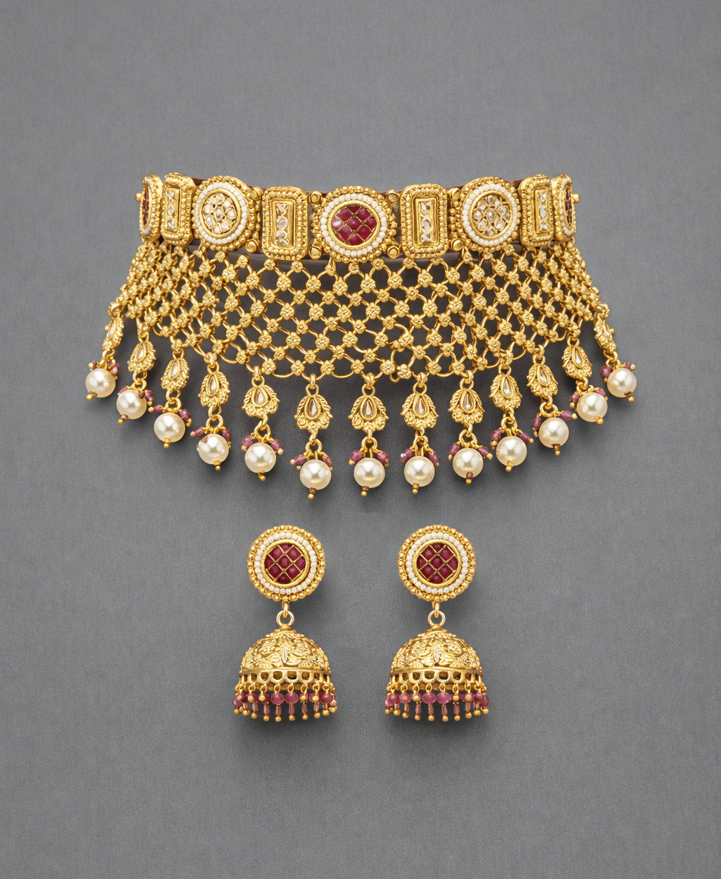 Golden Viara Rajwadi Choker Set