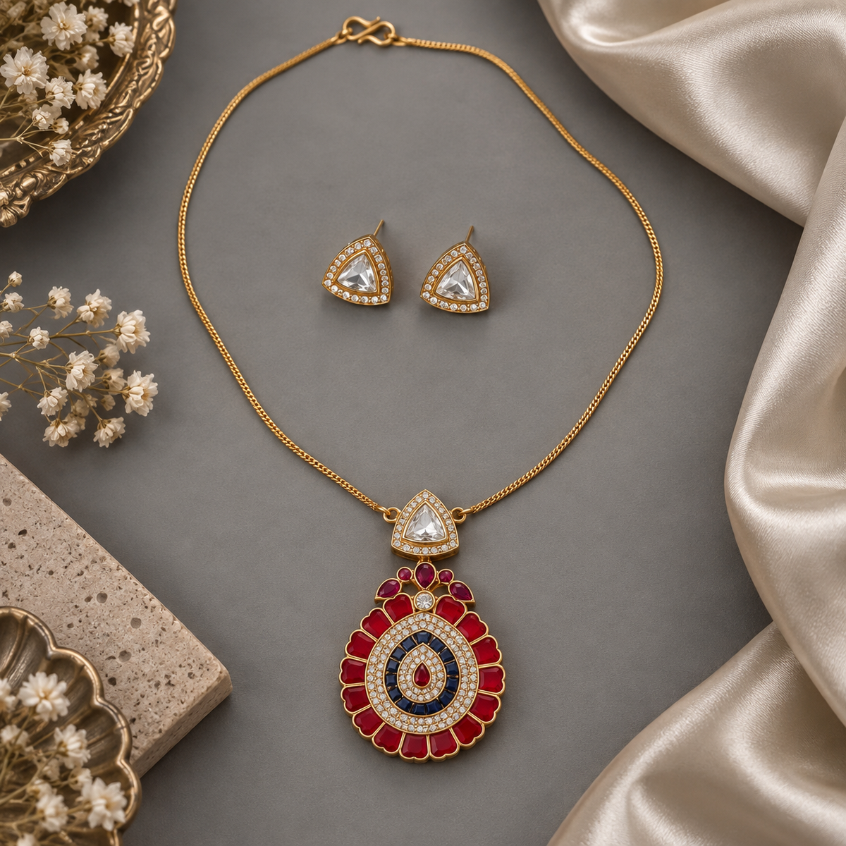 Red Twinkle Pendent Set