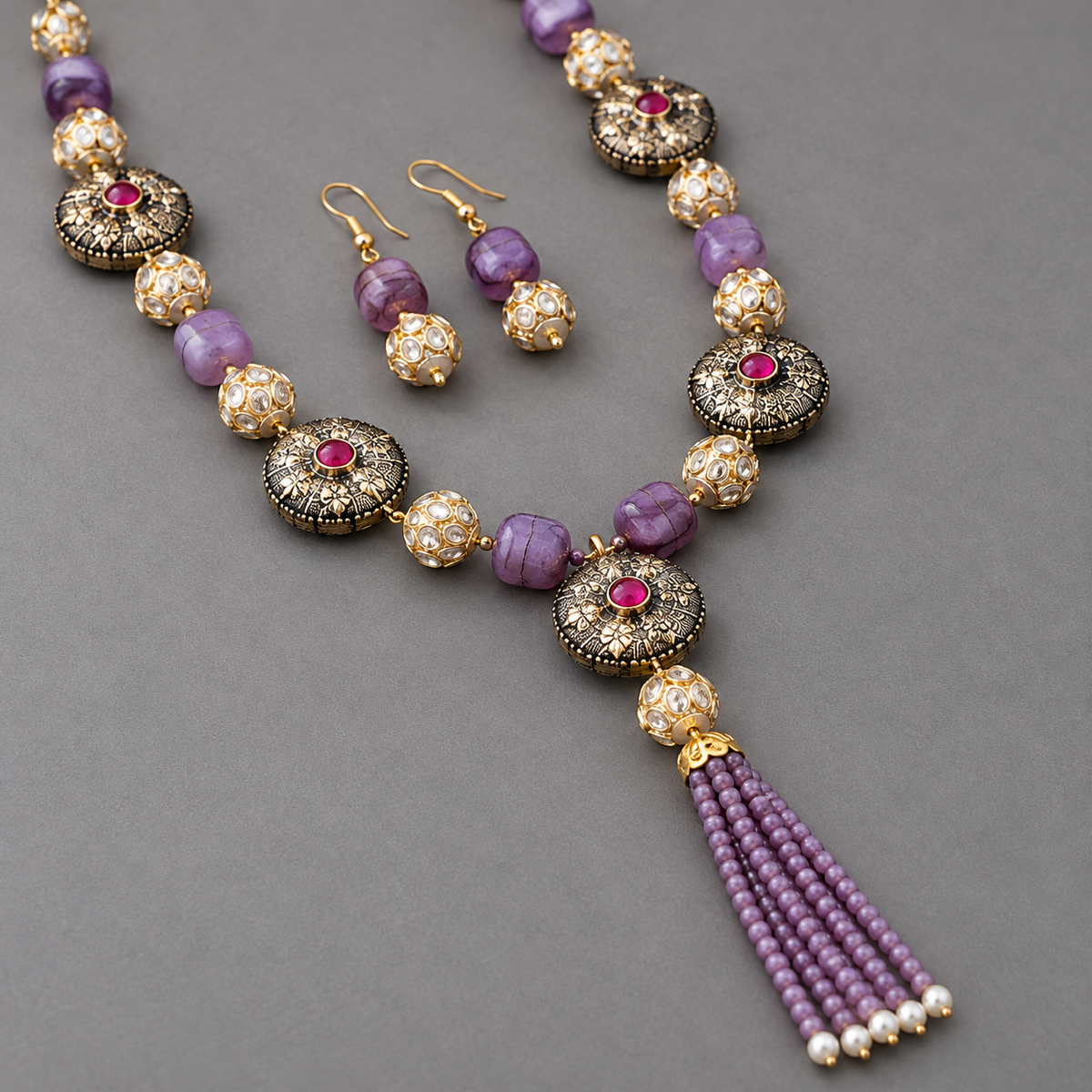 Purple Riha Antique Necklace Set