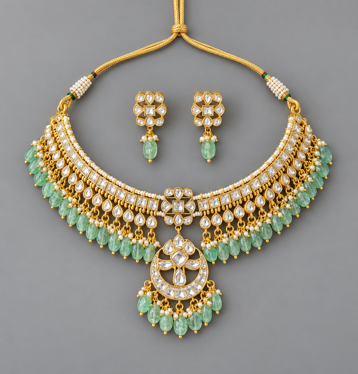 Mint Green Ritu Pachi Kundan Set