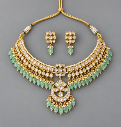 Mint Green Ritu Pachi Kundan Set