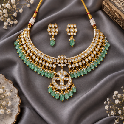 Mint Green Ritu Pachi Kundan Set