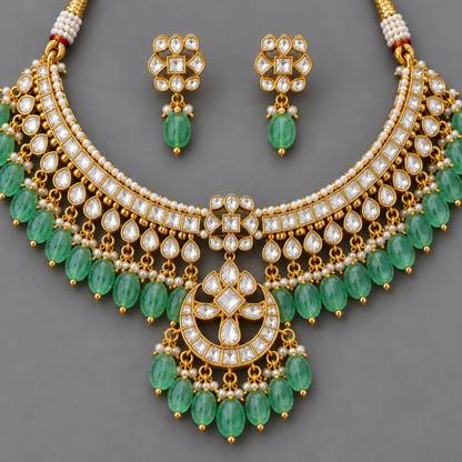 Mint Green Ritu Pachi Kundan Set