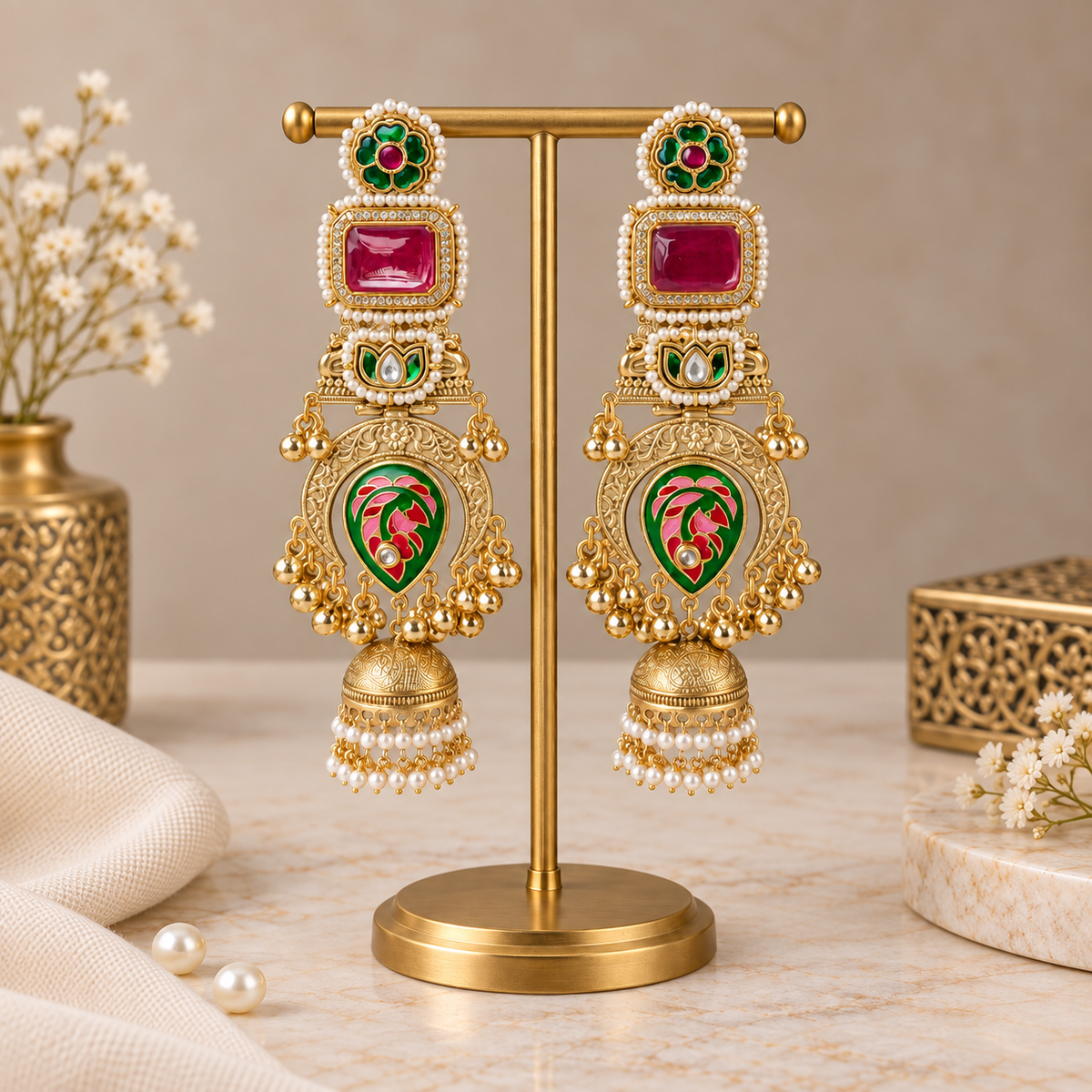 Pink Aayra Kashmiri Earrings