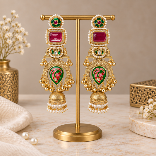 Pink Aayra Kashmiri Earrings
