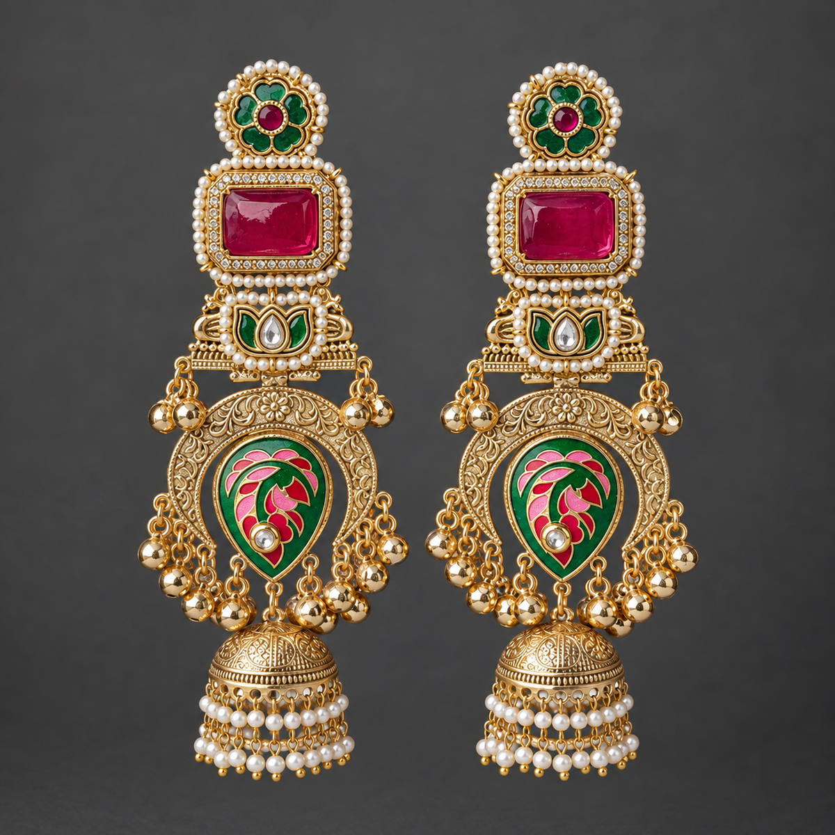 Pink Aayra Kashmiri Earrings
