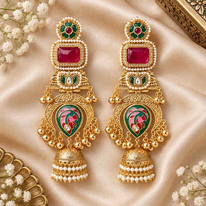 Pink Aayra Kashmiri Earrings