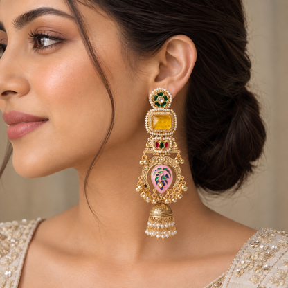 Yellow Aayra Kashmiri Earrings