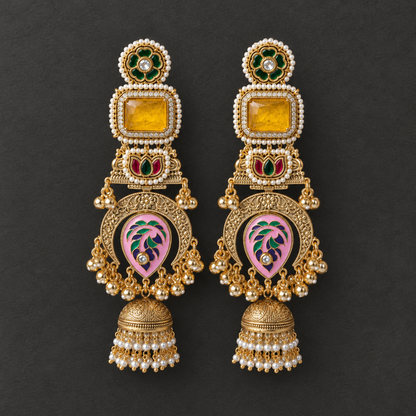 Yellow Aayra Kashmiri Earrings
