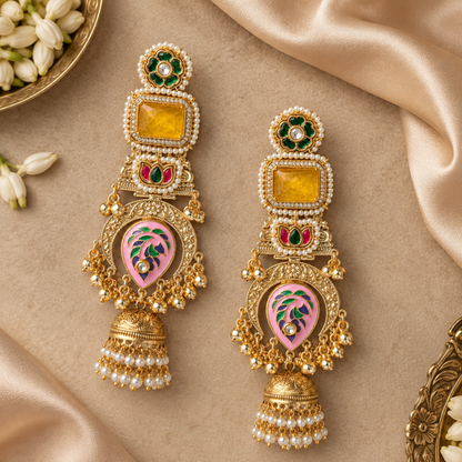 Yellow Aayra Kashmiri Earrings