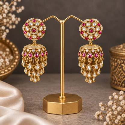 Pink Esha Jhumkas