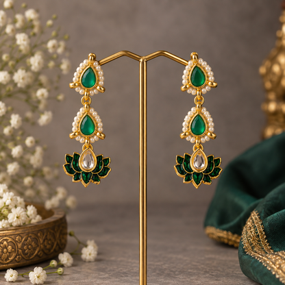 Emerald Neera 3 in 1 Earrings