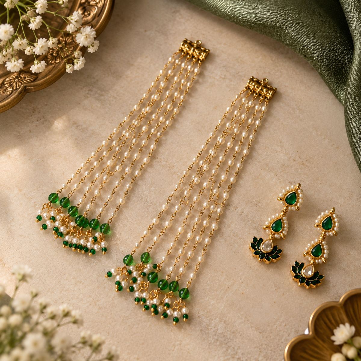Emerald Neera 3 in 1 Earrings