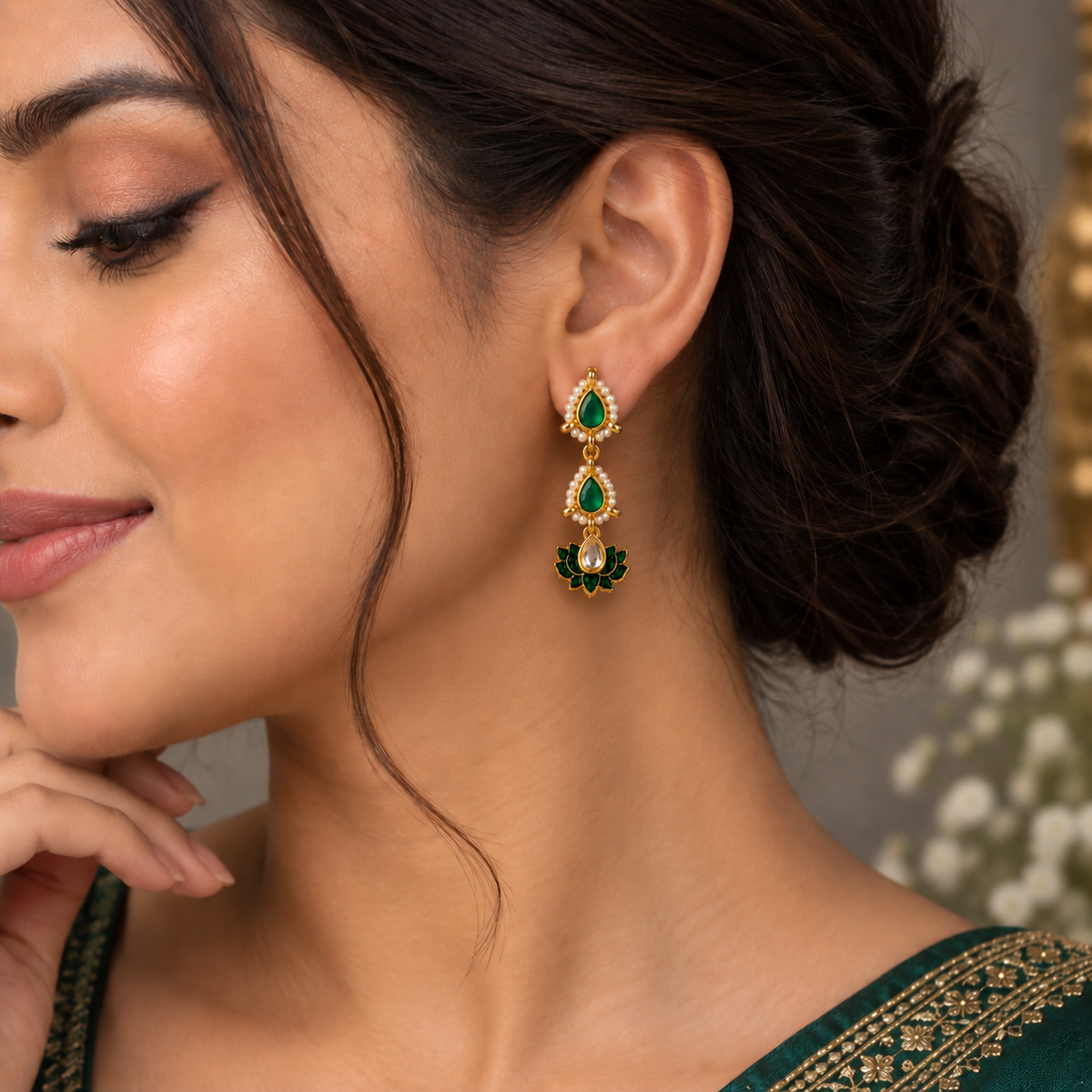 Emerald Neera 3 in 1 Earrings