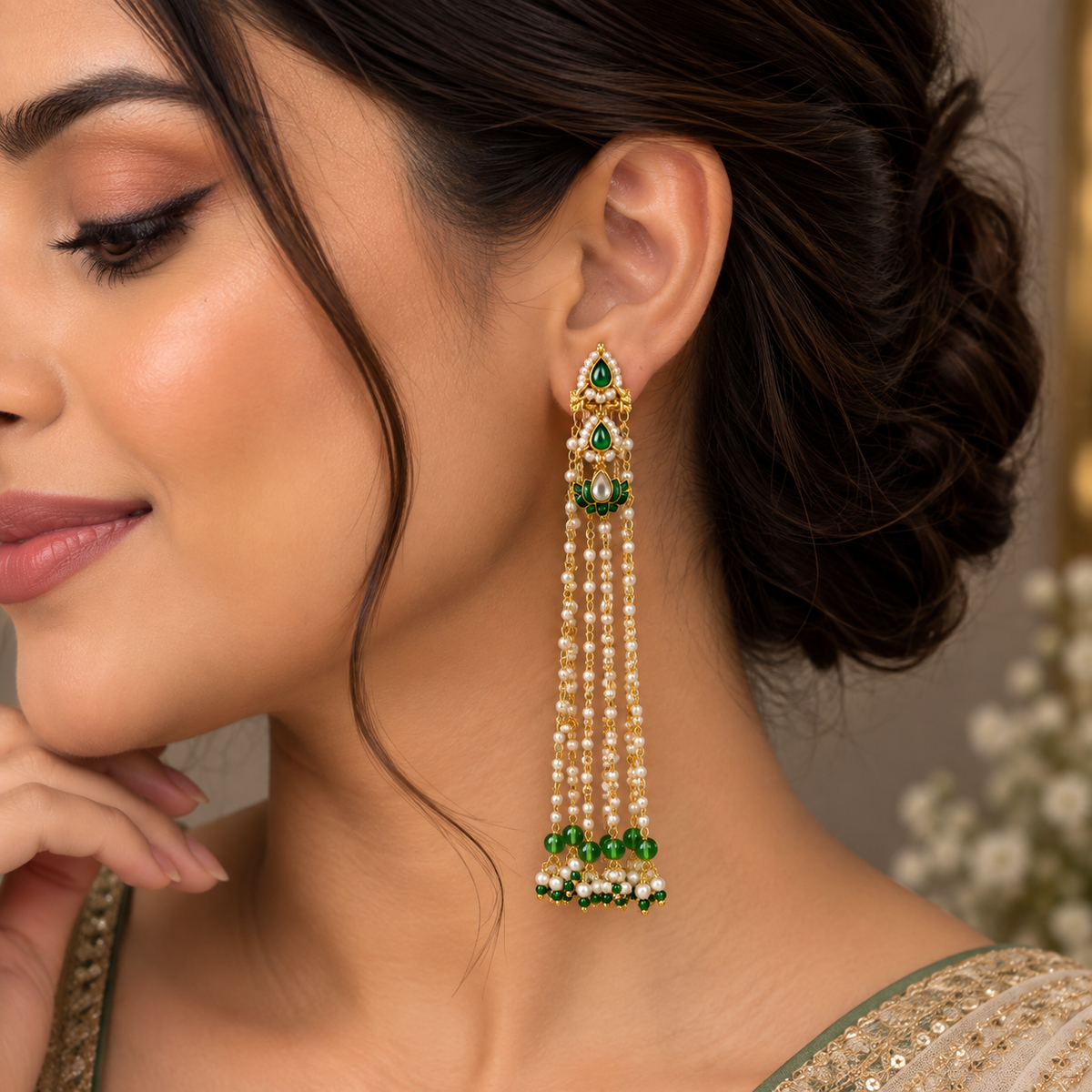 Emerald Neera 3 in 1 Earrings