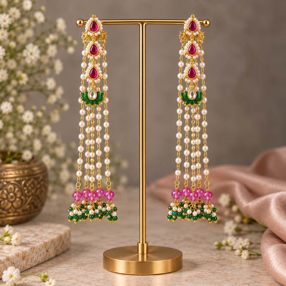 Pink Neera 3 in 1 earrings