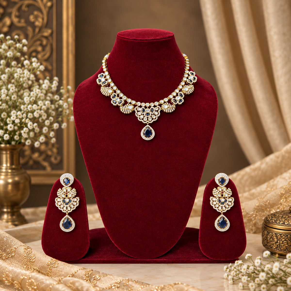 Blue Tanishka Moissanite Set