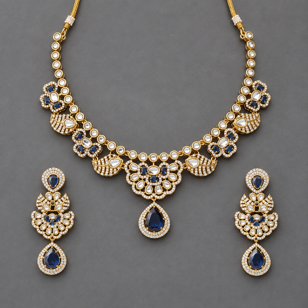 Blue Tanishka Moissanite Set