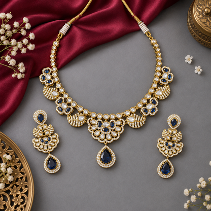 Blue Tanishka Moissanite Set