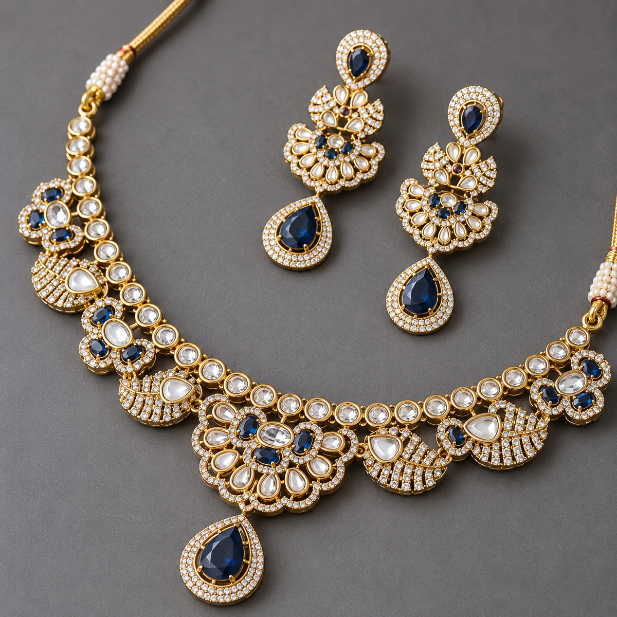 Blue Tanishka Moissanite Set