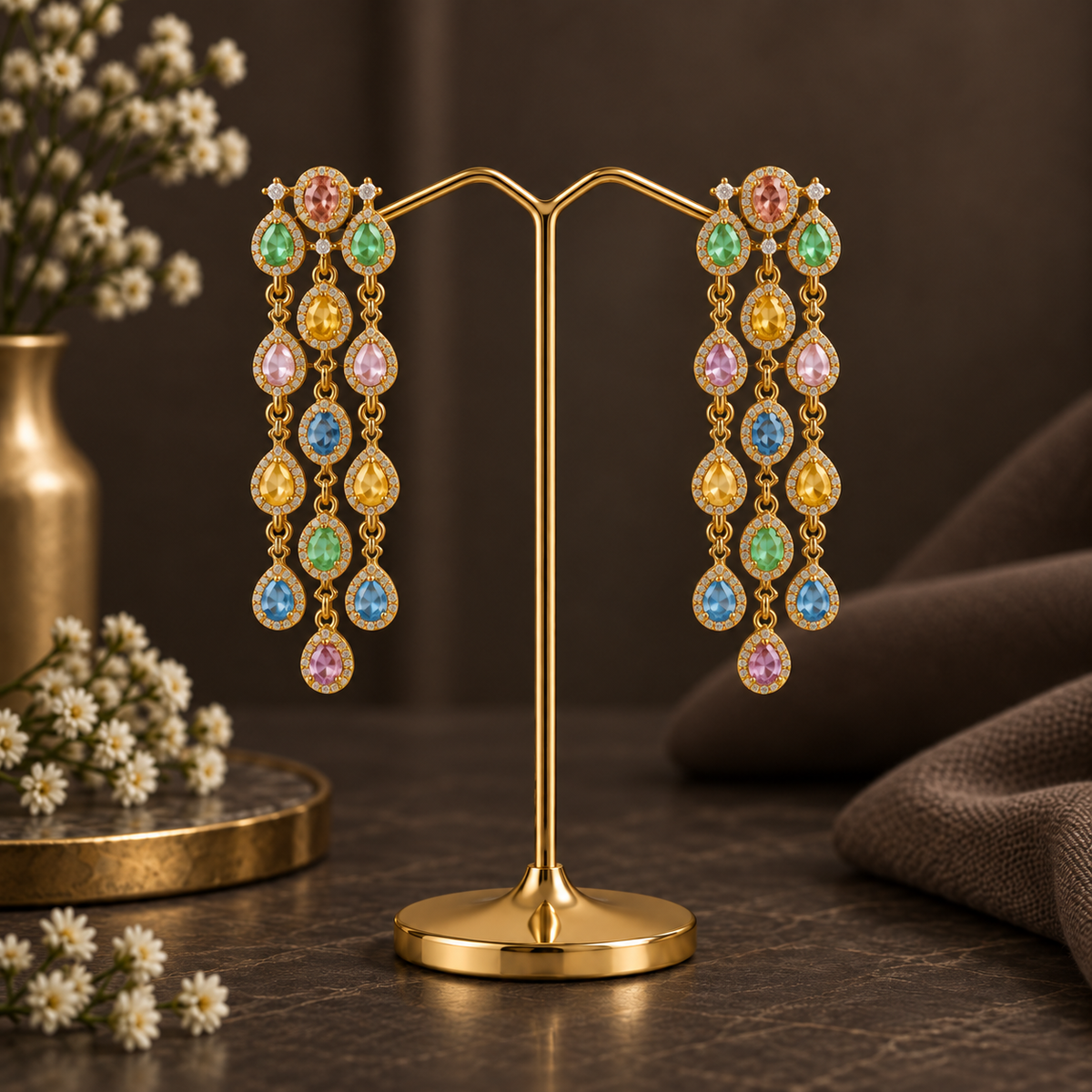 Multicolor Anvi Moissanite Danglers