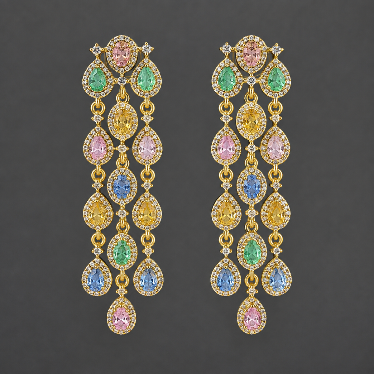 Multicolor Anvi Moissanite Danglers