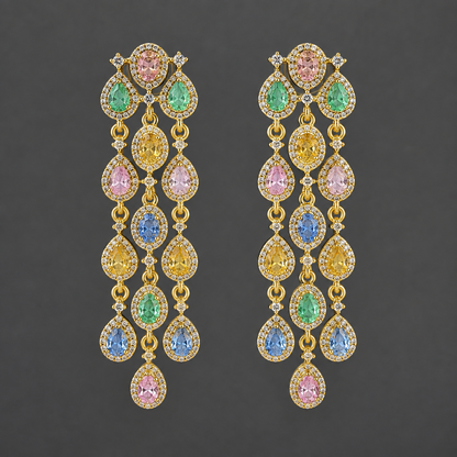 Multicolor Anvi Moissanite Danglers