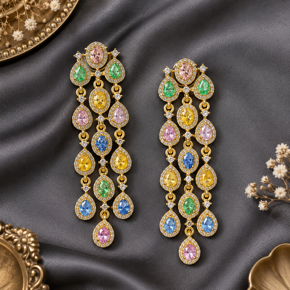 Multicolor Anvi Moissanite Danglers